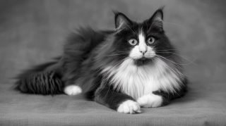 Stunning AI Wallpaper Featuring Black and White Cats