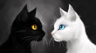 PC Wallpapers: Playful Black and White Cat Images