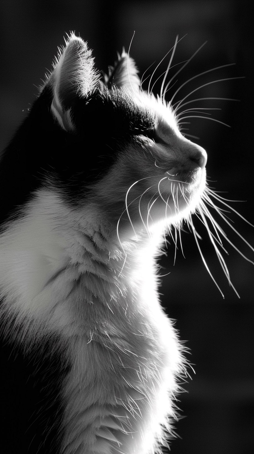 Enjoy HD Black and White Cat Mobile Wallpapers