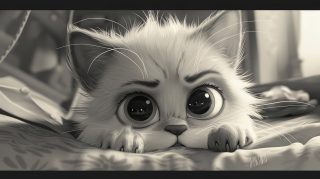 Ultra HD Black and White Cat Cartoon Wallpaper