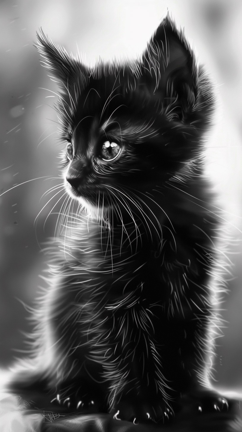 Creative Black and White Cat Backgrounds for Mobile