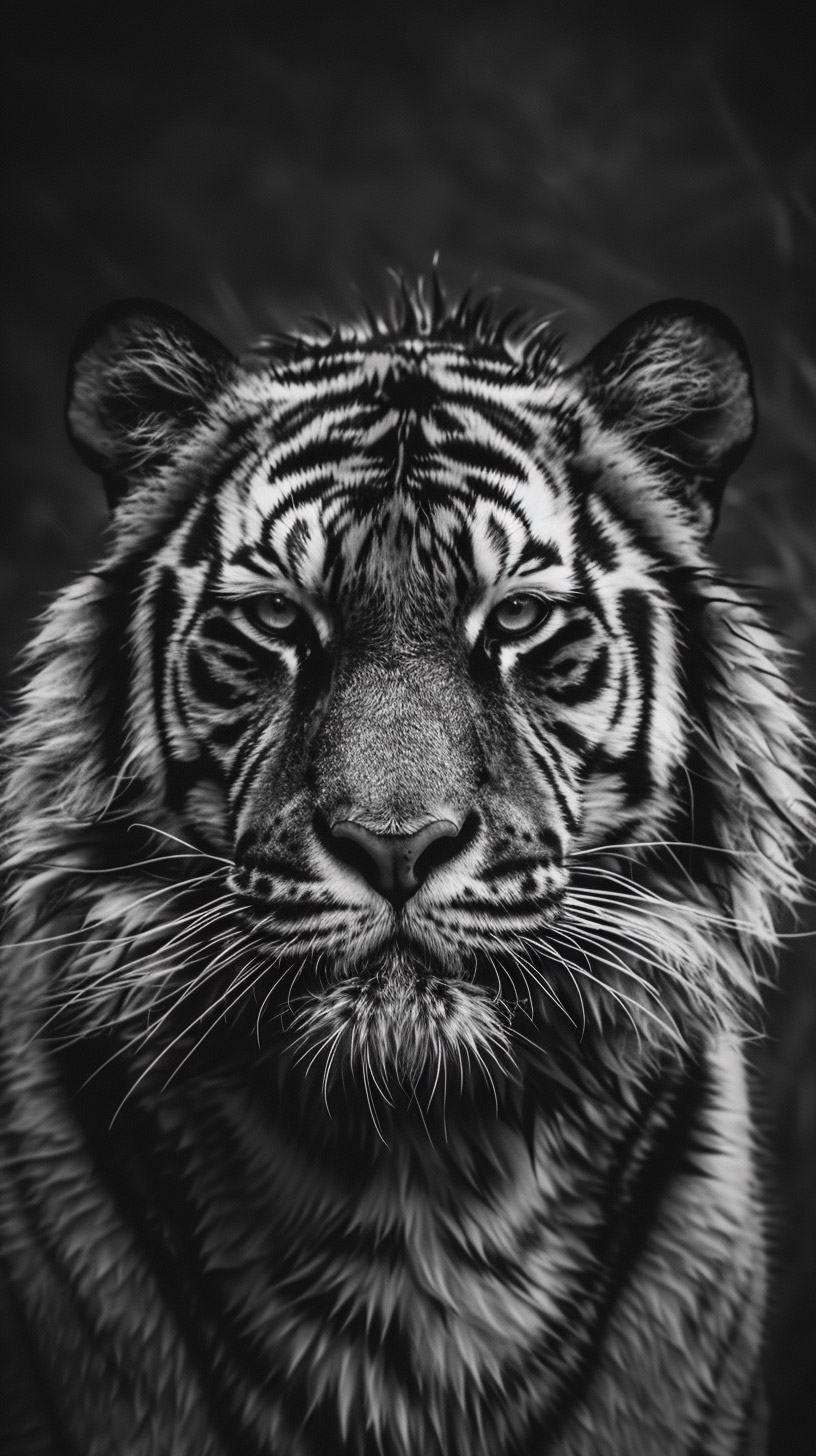 Stunning Black and White Tiger HD Mobile Wallpaper