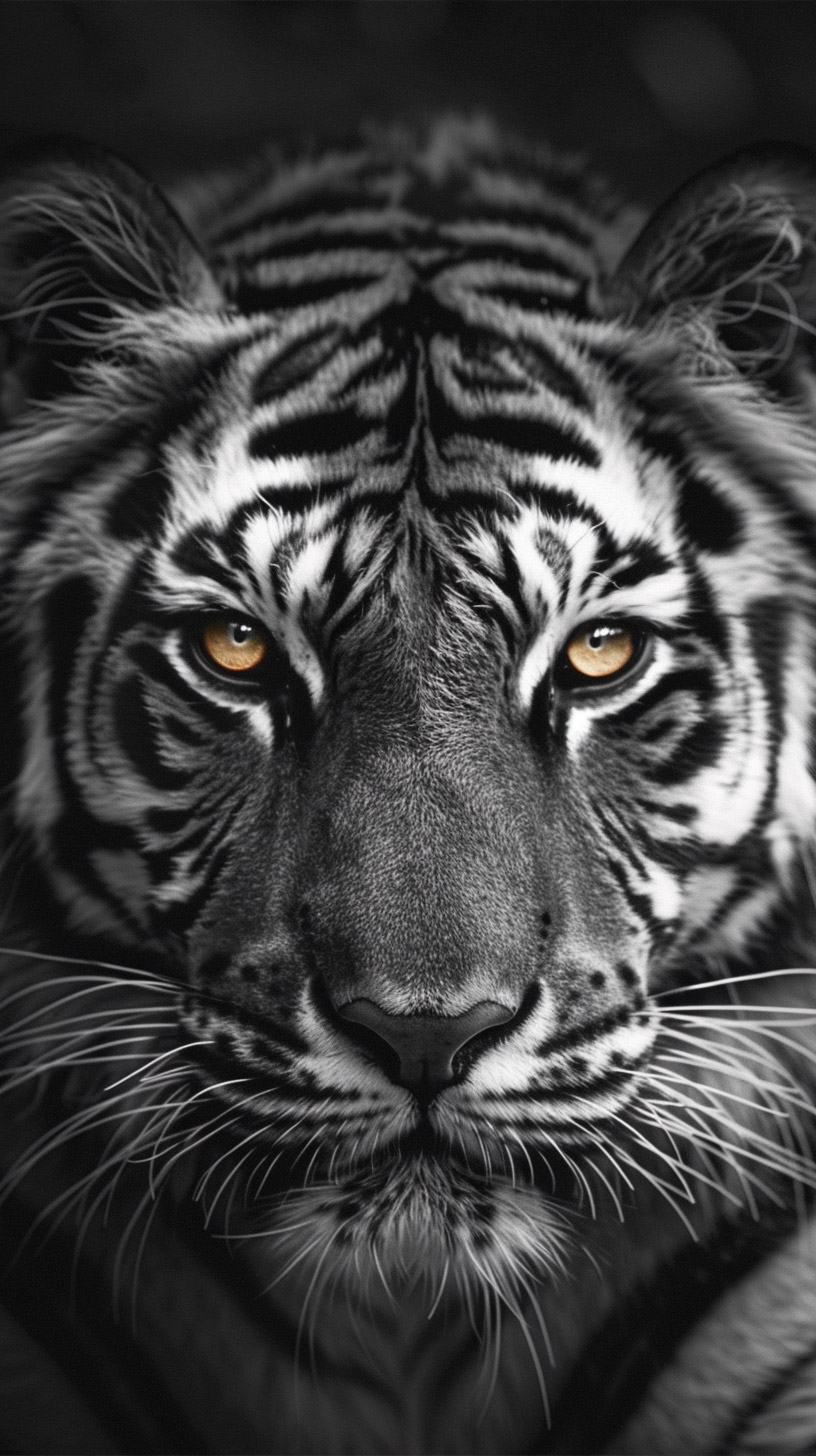 Download Free Black and White Tiger Image for iPhone