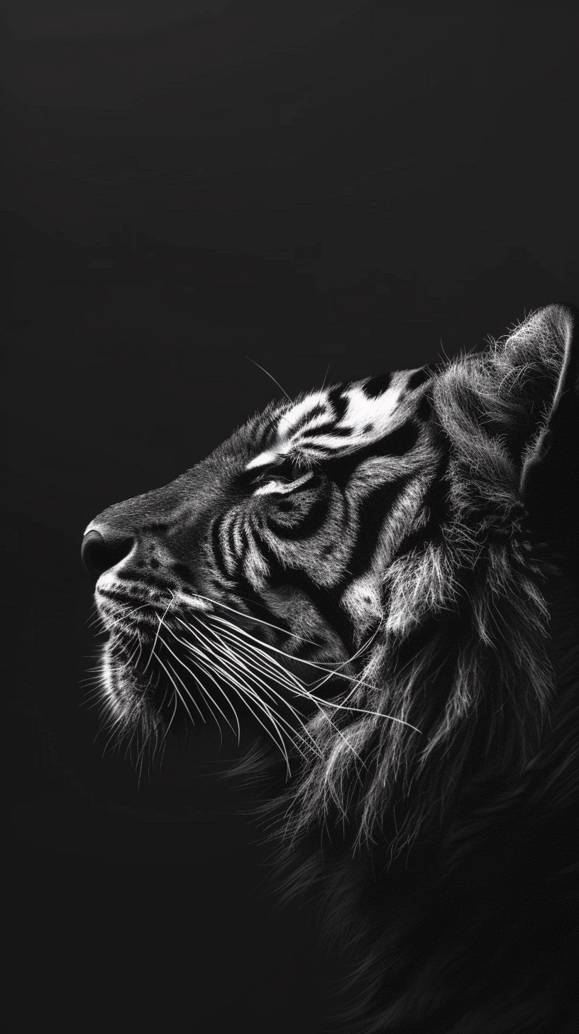 Stylish Black and White Tiger Art for Mobile Screens