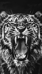 Stunning Black and White Tiger Roar Mobile Wallpaper Free Download