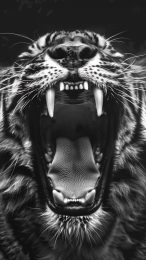 Bold Black-and-White Tiger Roar Picture for Your Phone