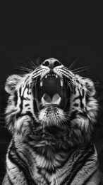 Striking Black Tiger Roar Digital Background for Smartphones