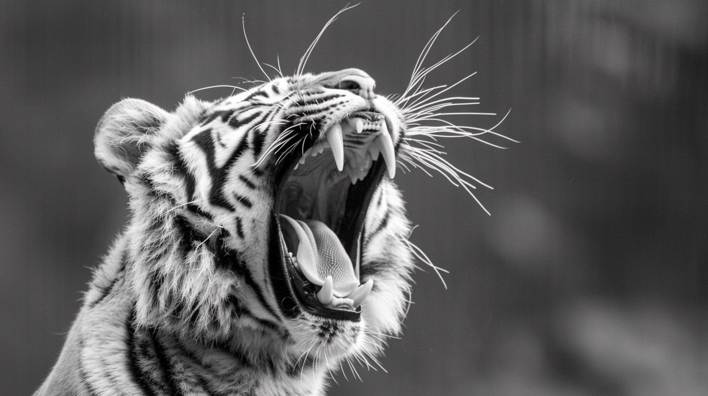 Dynamic Black and White Tiger Roar: HD Download