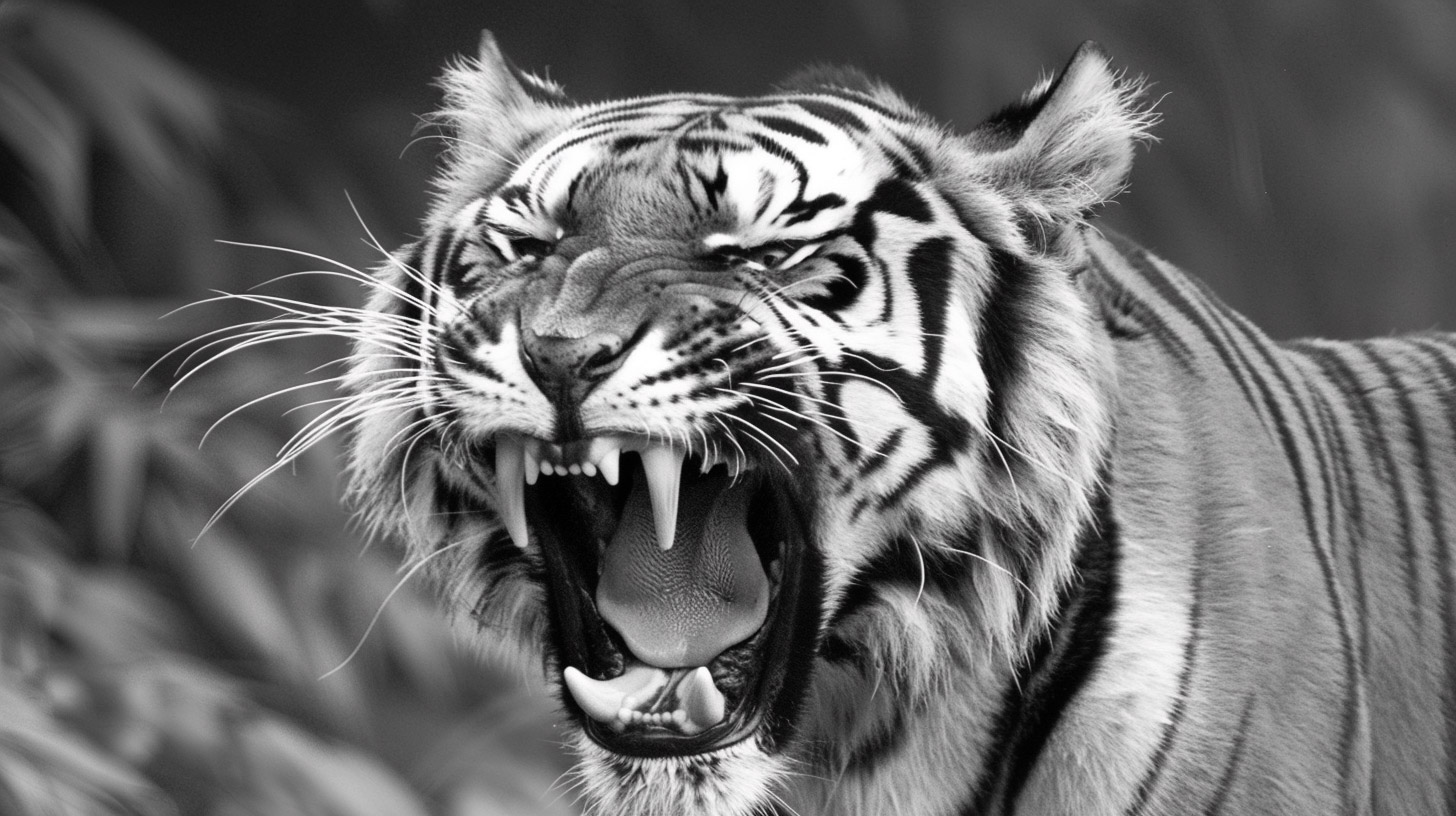 Incredible Stock Photos: Black and White Tiger Roar