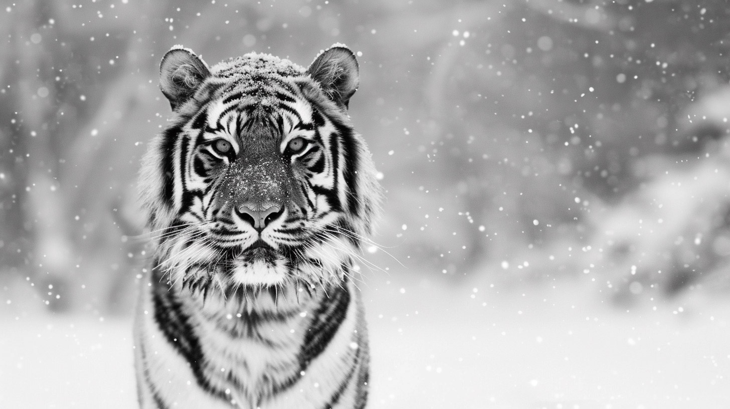 Black-and-White Tiger Wallpaper: Free 4K UHD Photos