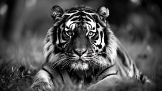 Stunning AI Wallpaper with Black-and-White Tiger Design