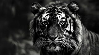 HD Wallpaper for Desktop: Black-and-White Tiger Images