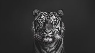 Create Impactful Desktop with Black-and-White Tiger Wallpaper