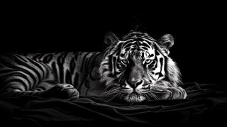 Stunning Black-and-White Tiger HD Wallpaper for PC