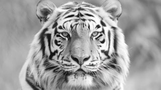 Elegant Black-and-White Tiger Wallpapers in 16:9 Format