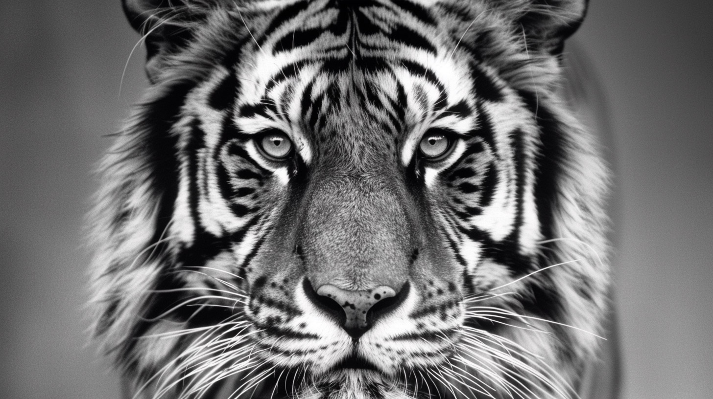 AI Wallpaper Creation: Striking Black-and-White Tiger Designs