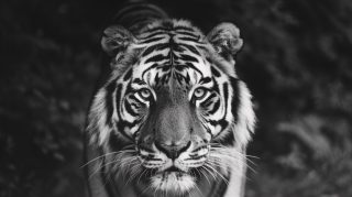 AI Wallpaper: Stylish Black-and-White Tiger Digital Background