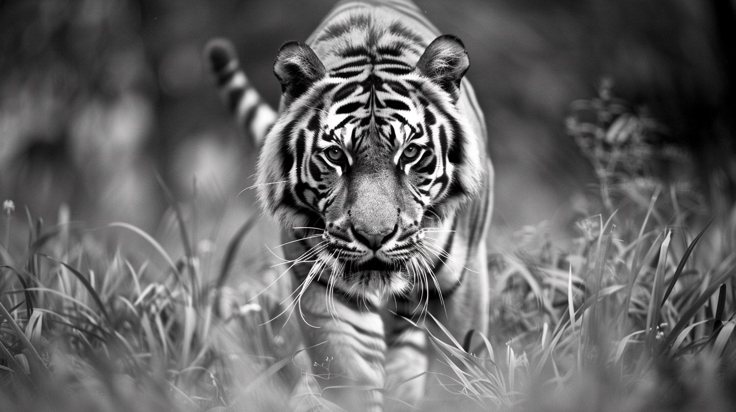 Stunning HD Wallpaper of Black-and-White Tiger