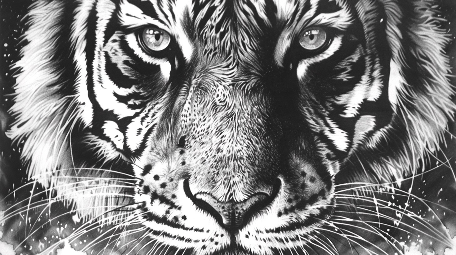 Free HD Wallpaper: Stunning Tiger Art in Black and White