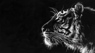 Elegant Digital Background: Black and White Tiger Artwork