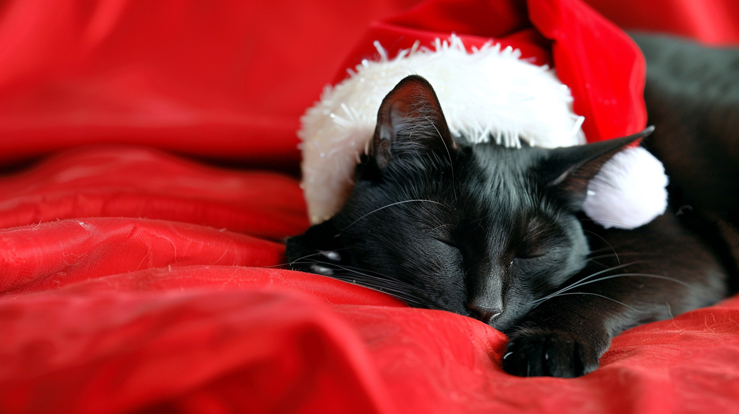 1920x1080 Black Cat Christmas Free Wallpaper