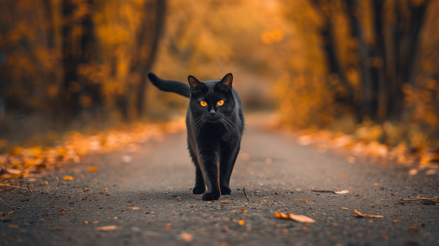 Fall-Themed Black Cat HD Pics for Backgrounds