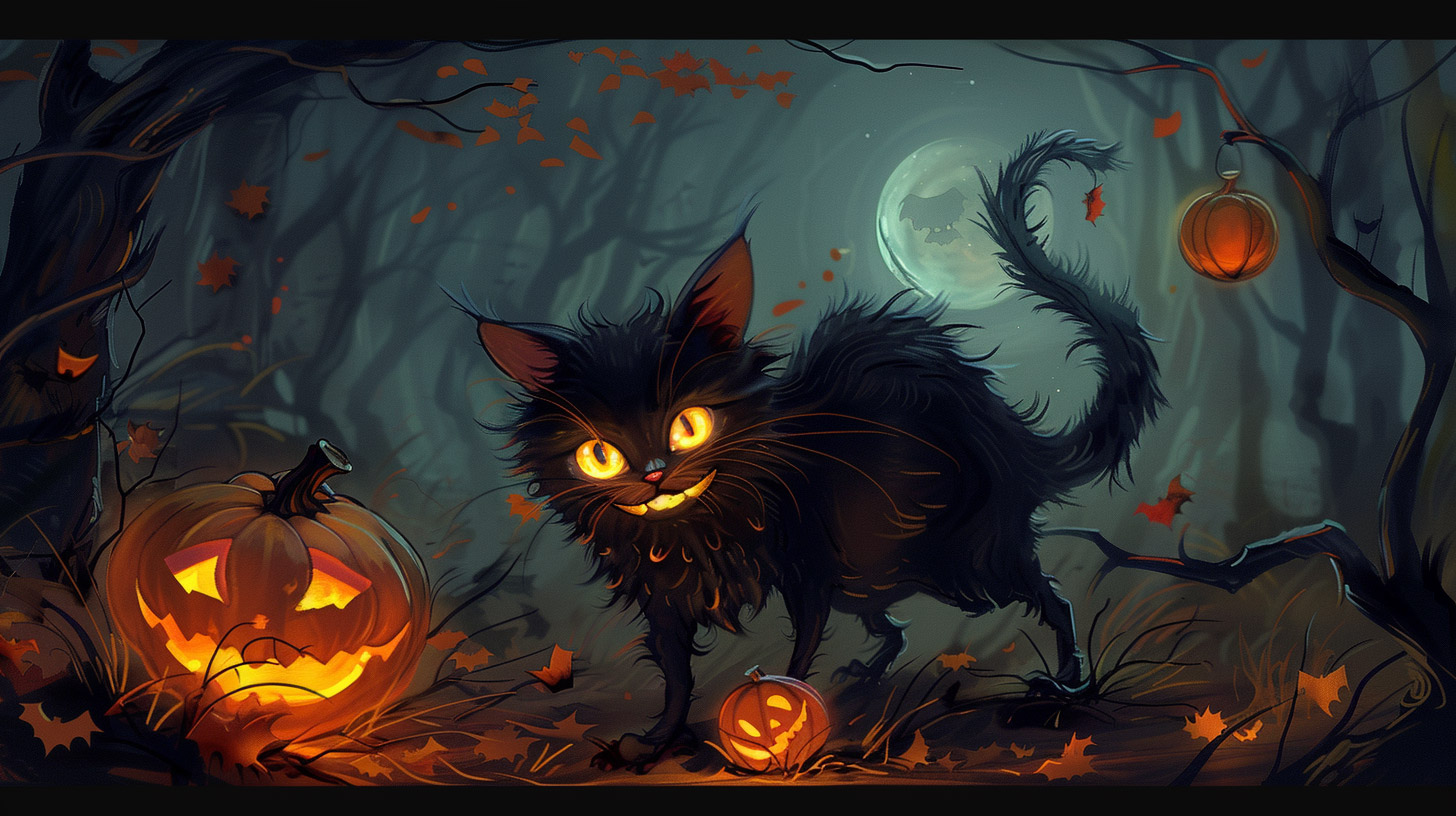 Halloween-Themed Black Cat Wallpapers: 1920x1080 Resolution