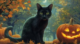 Charming Black Cat Desktop Background in Ultra HD