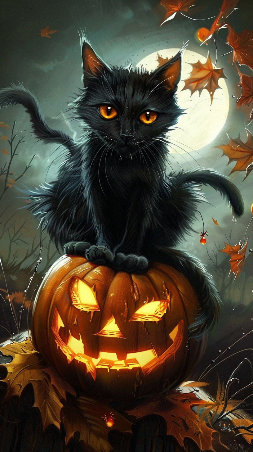 Download Free Black Cat Halloween Digital Background