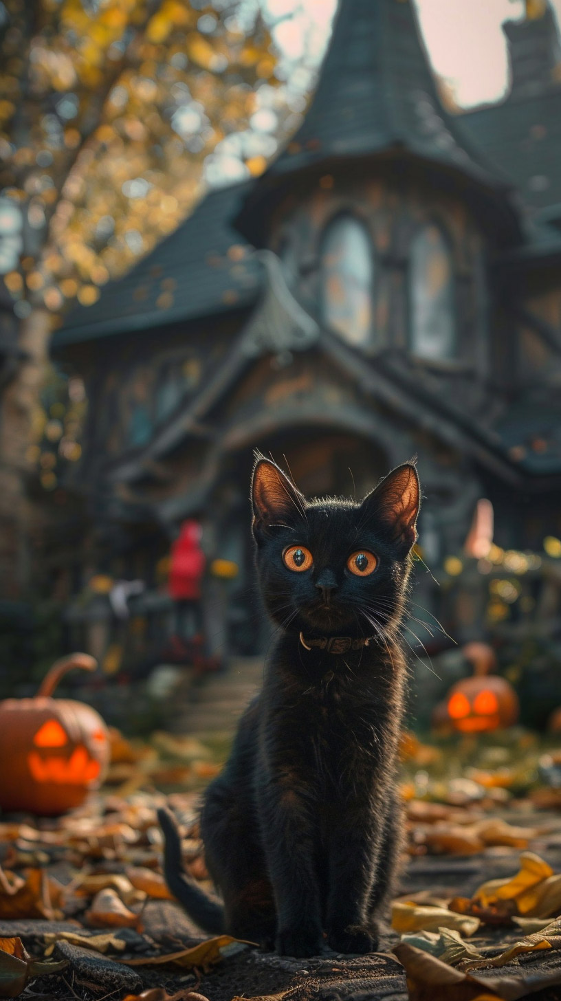 High-Quality Black Cat Halloween Pictures for Phones