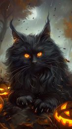 Halloween Black Cat HD Wallpaper for Mobile Devices