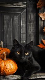 Charming Black Cat Halloween Wallpaper for iPhones