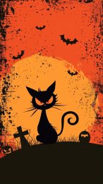 Black Cat Halloween Background for Android Phones