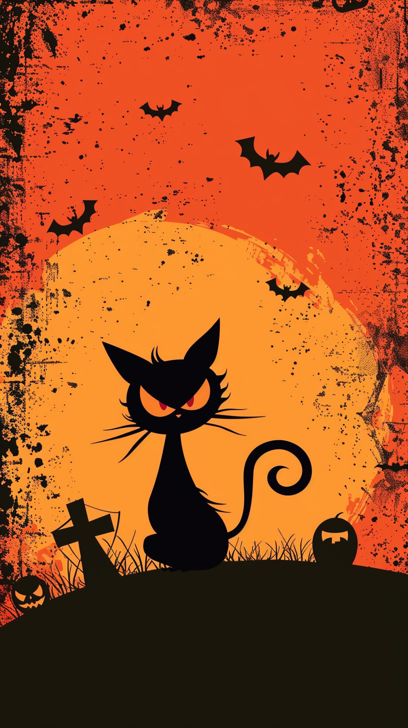 Black Cat Halloween Background for Android Phones