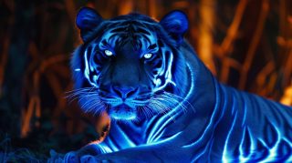 Stunning Blue Fire Tiger Pictures for Desktop Background