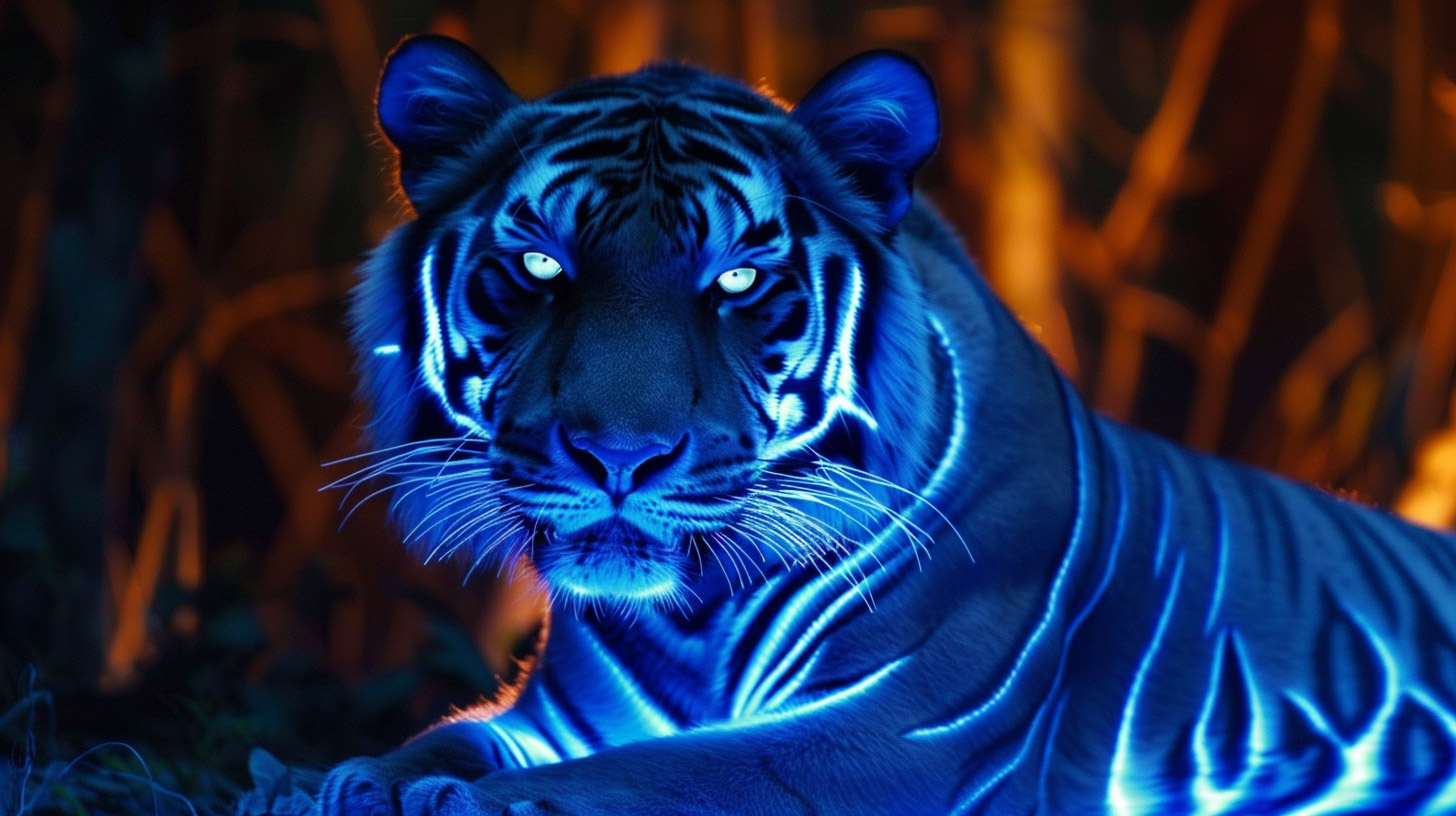 Stunning Blue Fire Tiger Pictures for Desktop Background