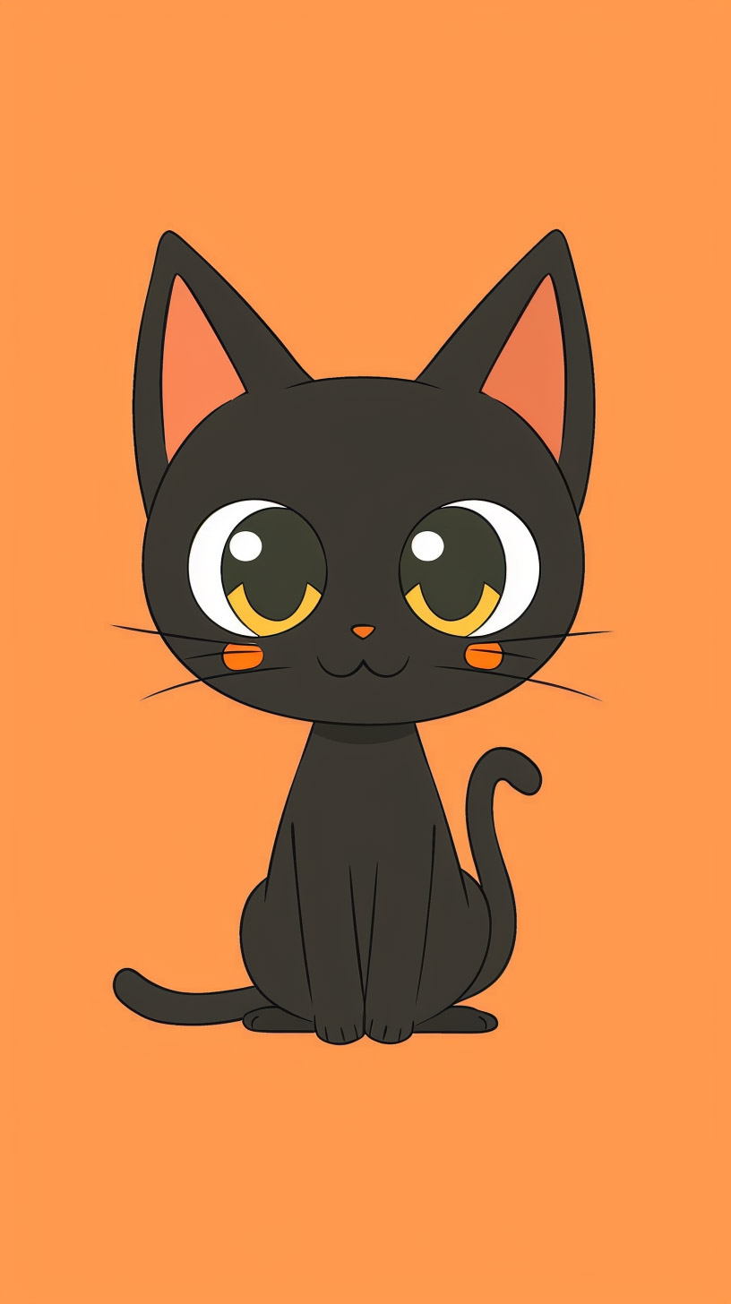 Customizable Mobile Background Featuring Cartoon Black Cat