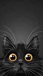 Lovely Cartoon Black Cat Wallpaper for Huawei Devices