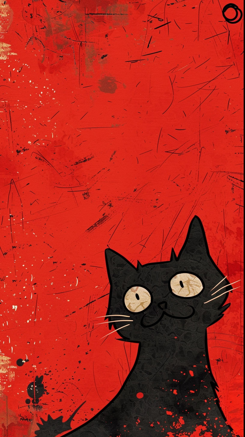 Mobile Wallpaper: Adorable Cartoon Black Cat for Phones