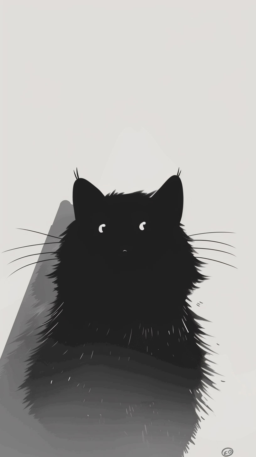 Stylish Cartoon Black Cat Image for Mobile Screens