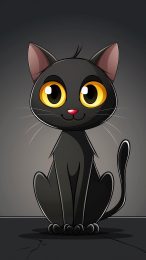 Charming Cartoon Black Cat Photo for Your Cellphone