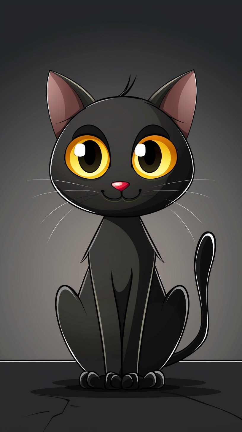 Charming Cartoon Black Cat Photo for Your Cellphone