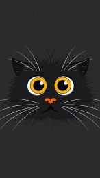 Unique Cartoon Black Cat Mobile Wallpaper for Samsung