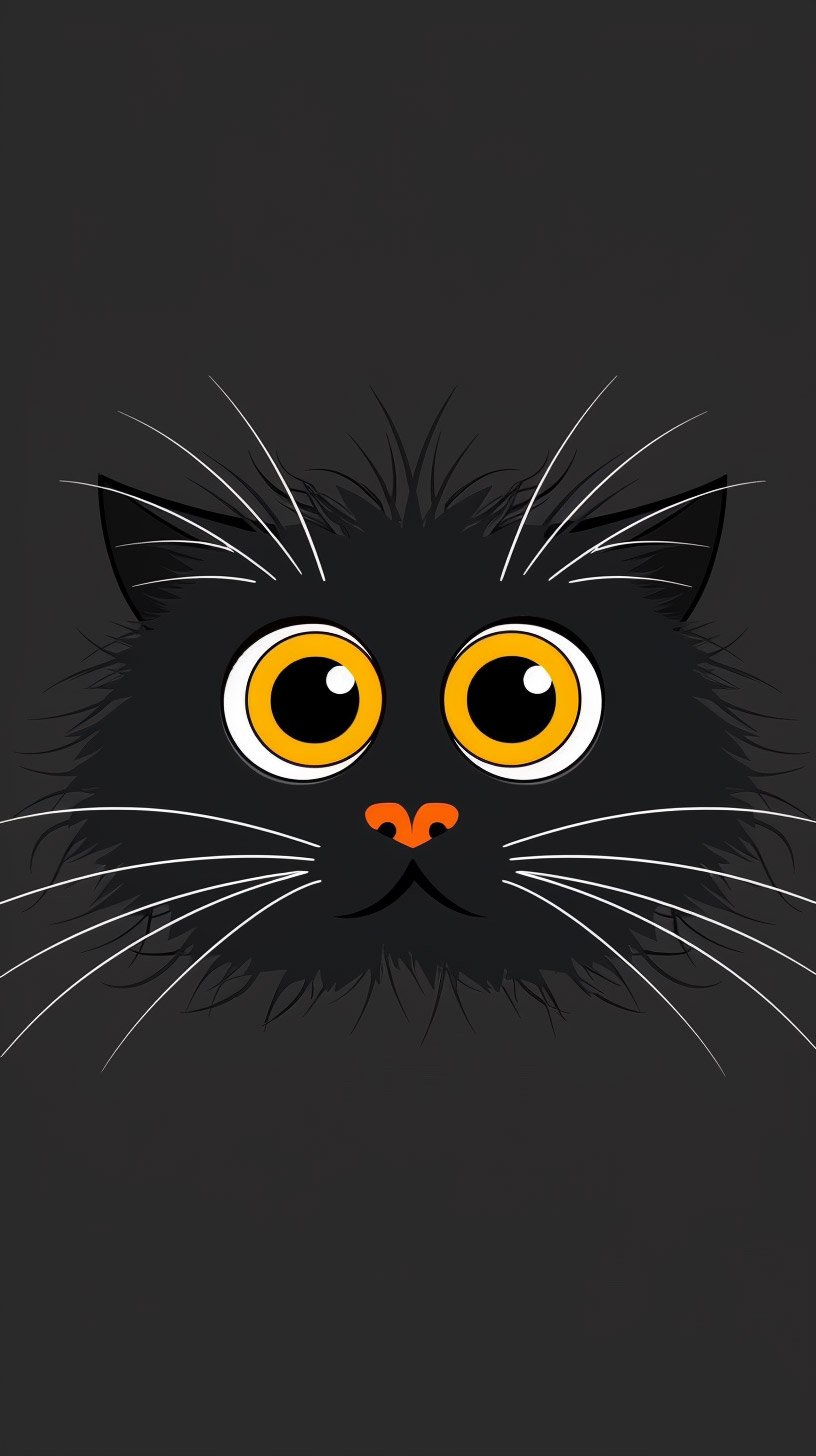 Unique Cartoon Black Cat Mobile Wallpaper for Samsung