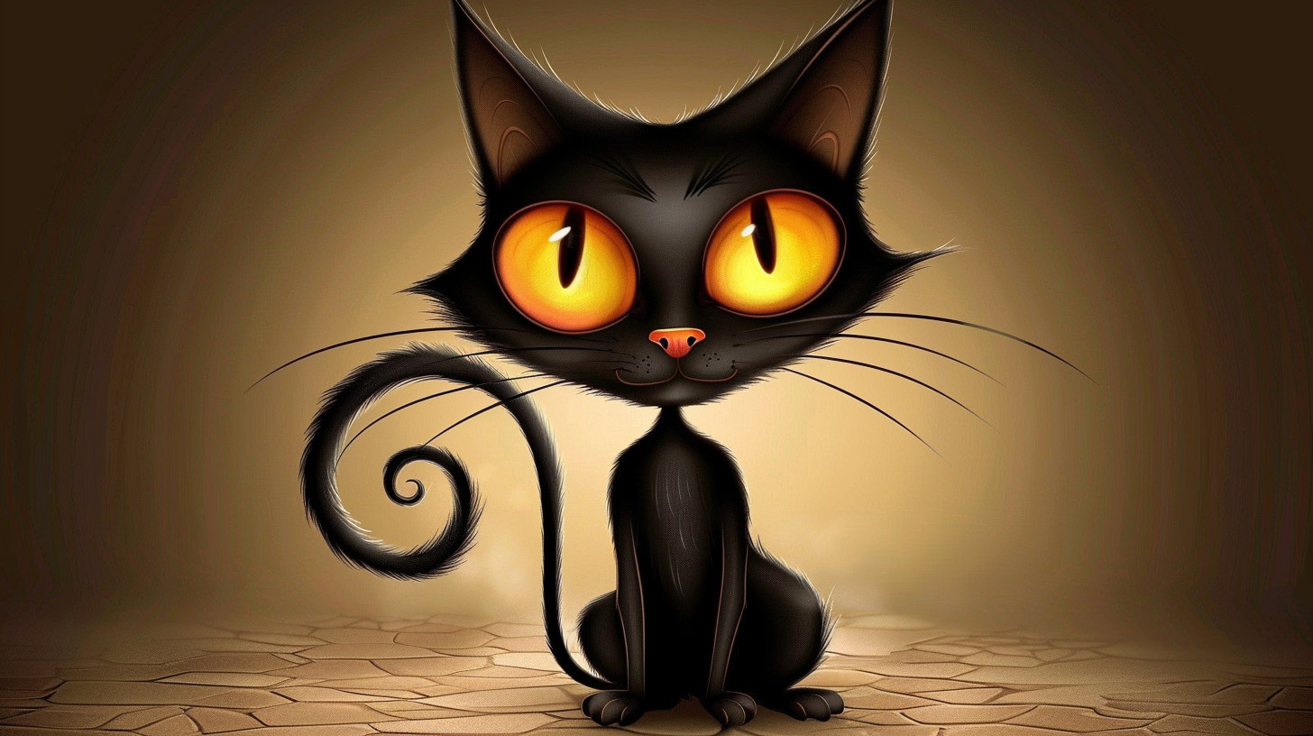 High Definition Cartoon Black Cat Photos for Your Desktop