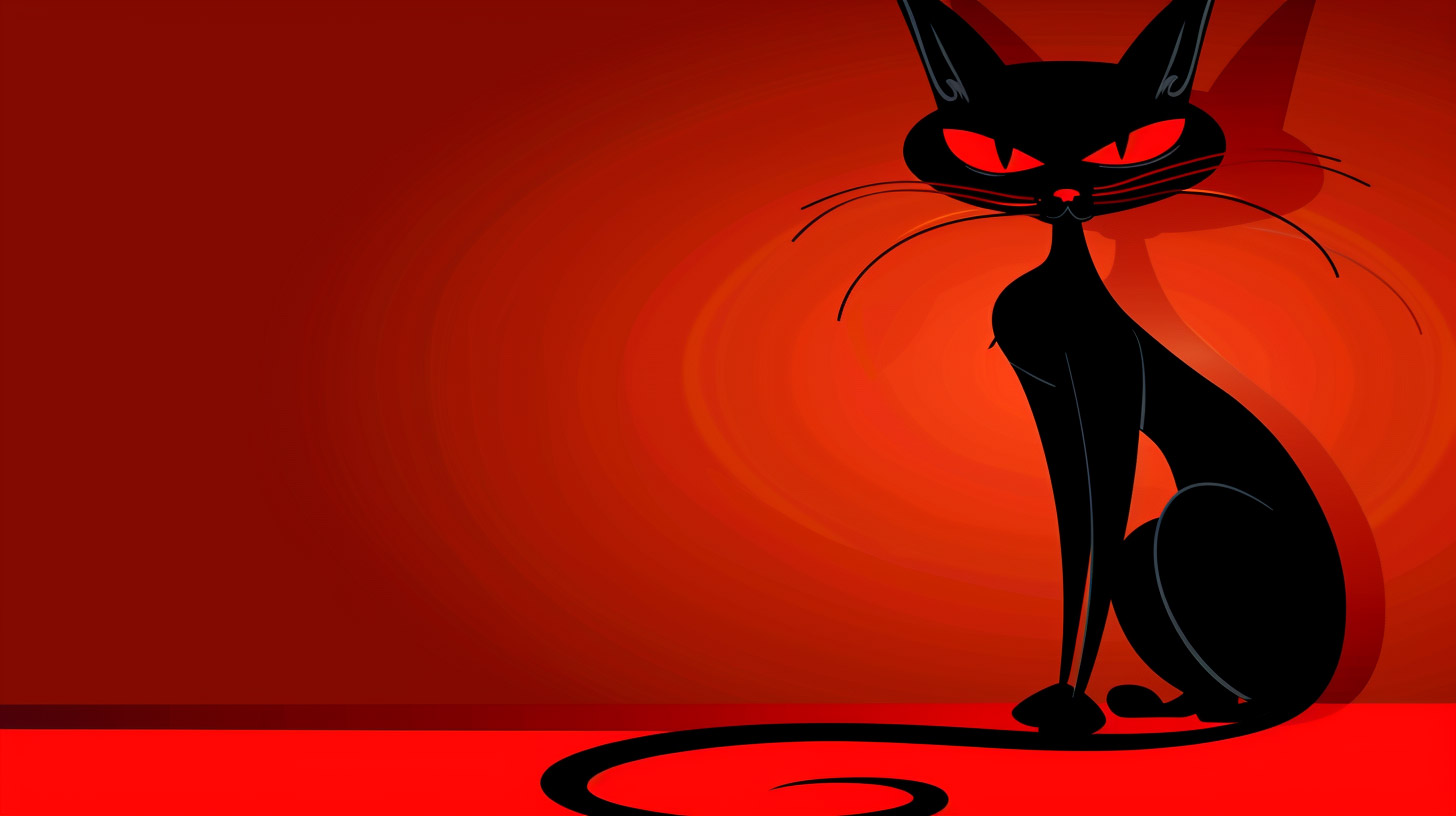 8K Cartoon Black Cat Wallpaper for a Vibrant Desktop