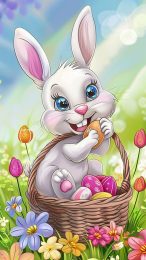 Cute Cartoon Bunny Easter Mobile Wallpaper for iPhone HD