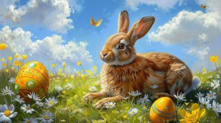 Playful Cartoon Easter Bunny HD Pics for PC Wallpapers