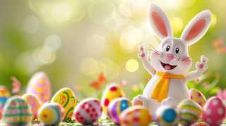 Cute Cartoon Easter Bunny 4K Wallpaper for PCs