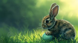 16:9 Aspect Ratio Cartoon Easter Bunny Desktop Background